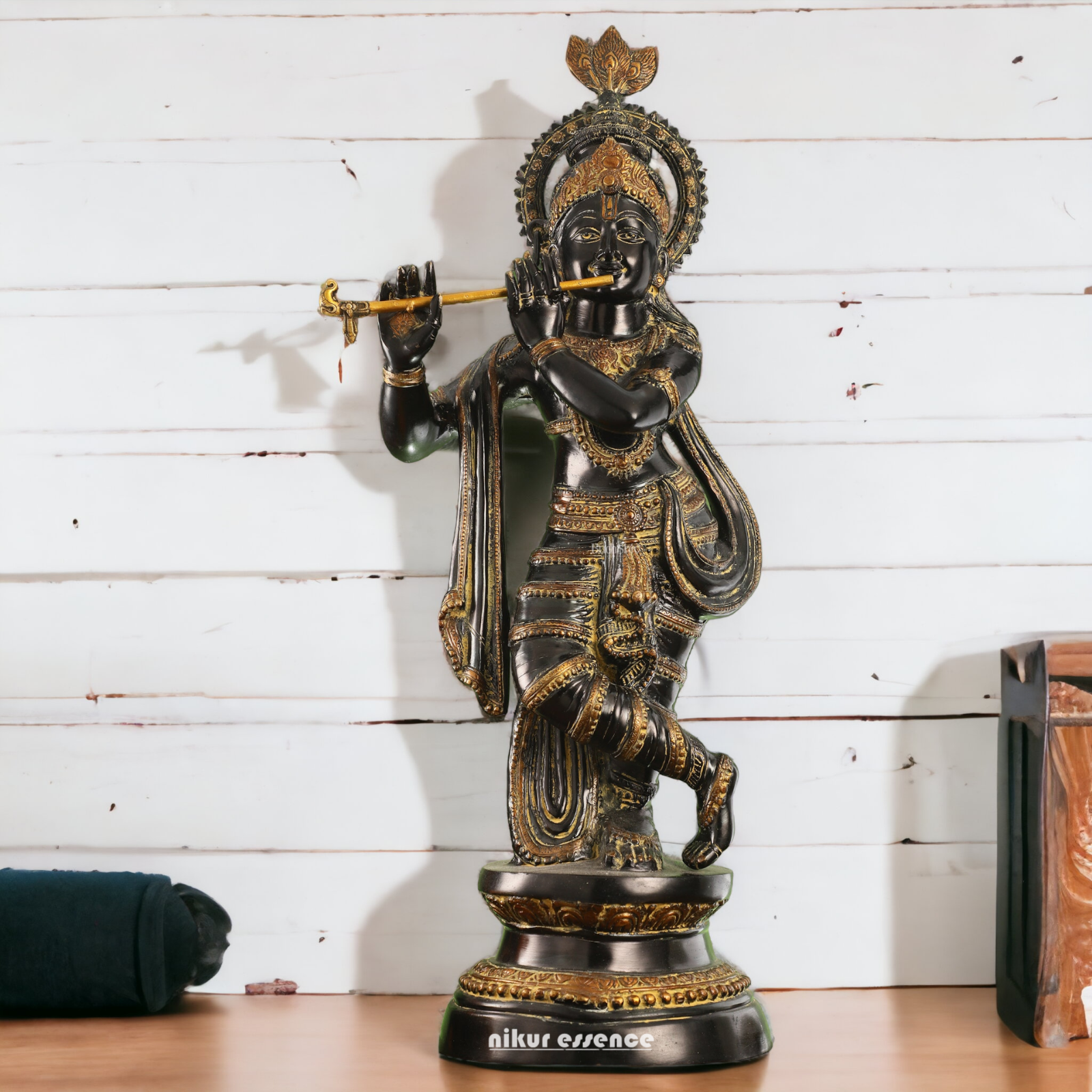 Buy Online Brass Black Krishna Standing with playing flute - 89 cm Nikuressence