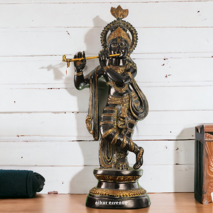 Buy Online Brass Black Krishna Standing with playing flute - 89 cm Nikuressence