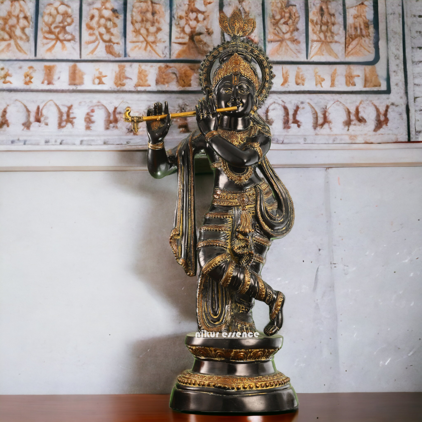 Buy Online Brass Black Krishna Standing with playing flute - 89 cm Nikuressence