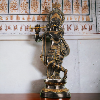 Buy Online Brass Black Krishna Standing with playing flute - 89 cm Nikuressence