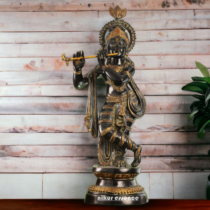 Buy Online Brass Black Krishna Standing with playing flute - 89 cm Nikuressence
