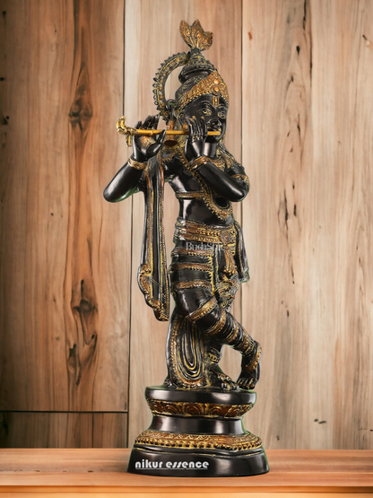 Buy Online Brass Black Krishna Standing with playing flute - 89 cm Nikuressence