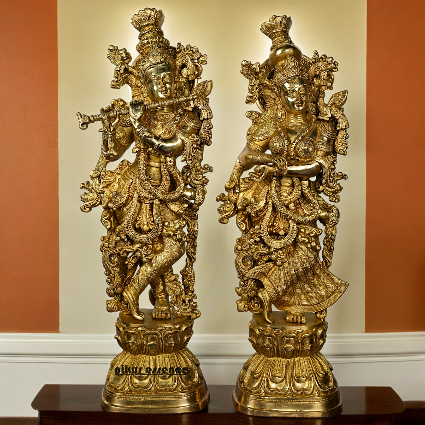 Solid Brass Radha Krishna Standing Idol - 29 inches Nikuressence
