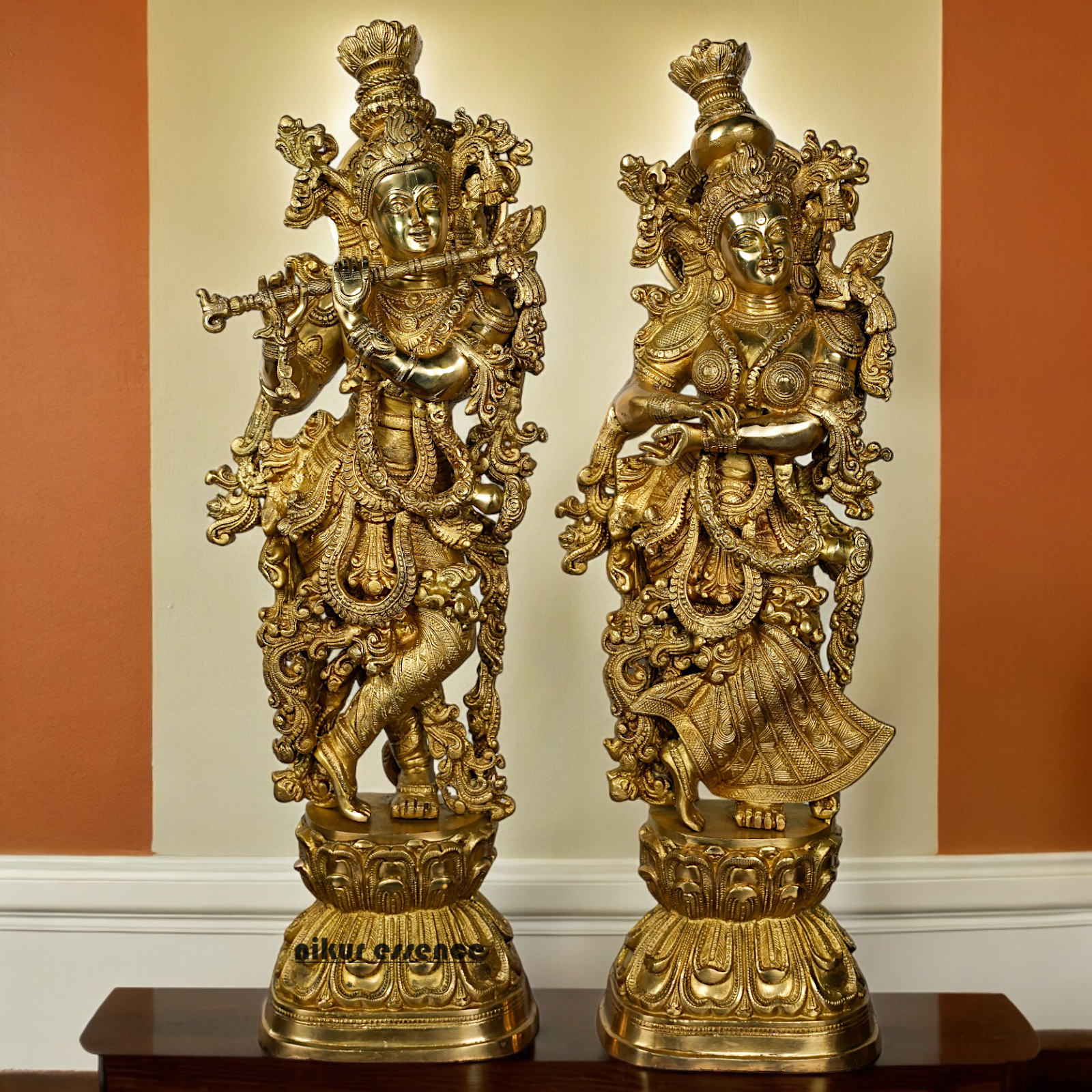 Solid Brass Radha Krishna Standing Idol - 29 inches Nikuressence