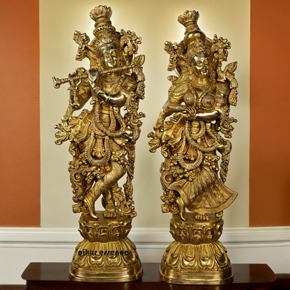 Solid Brass Radha Krishna Standing Idol - 29 inches Nikuressence