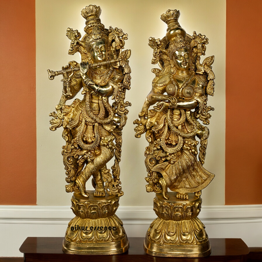 Solid Brass Radha Krishna Standing Idol - 29 inches Nikuressence