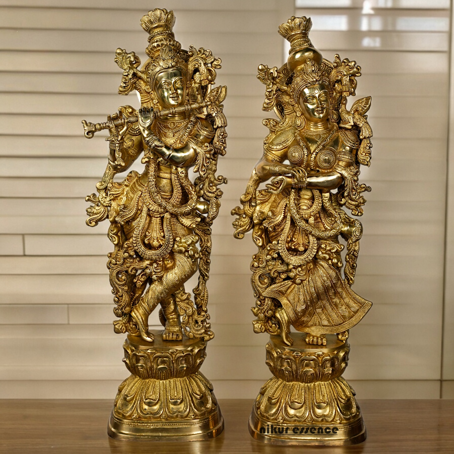 Solid Brass Radha Krishna Standing Idol - 29 inches Nikuressence