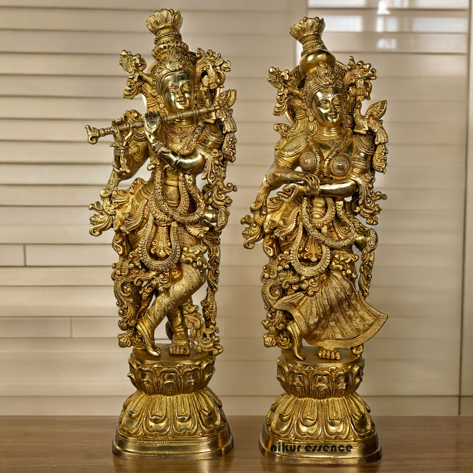 Solid Brass Radha Krishna Standing Idol - 29 inches Nikuressence