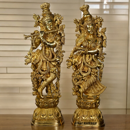 Solid Brass Radha Krishna Standing Idol - 29 inches Nikuressence