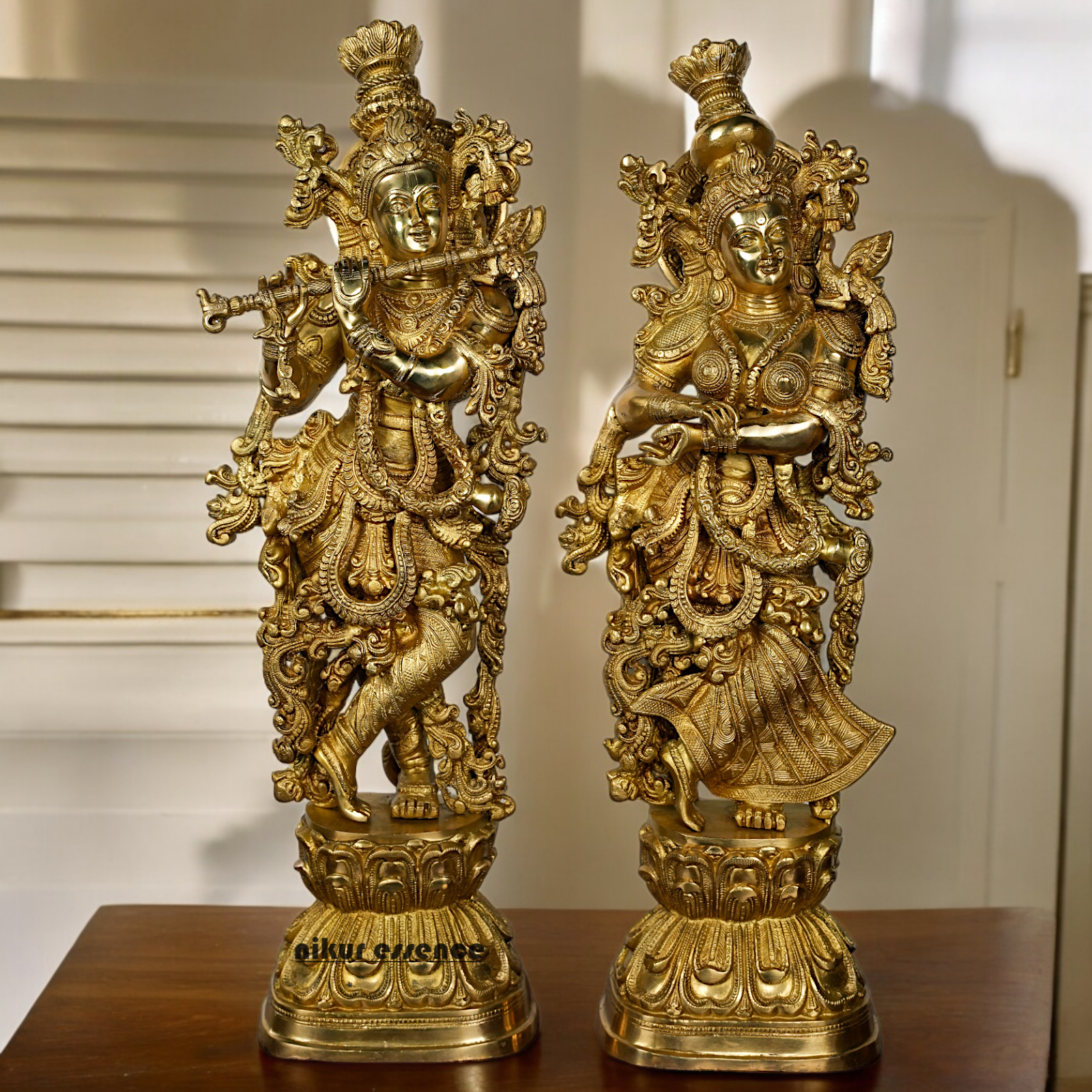 Solid Brass Radha Krishna Standing Idol - 29 inches Nikuressence