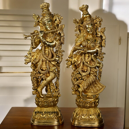 Solid Brass Radha Krishna Standing Idol - 29 inches Nikuressence