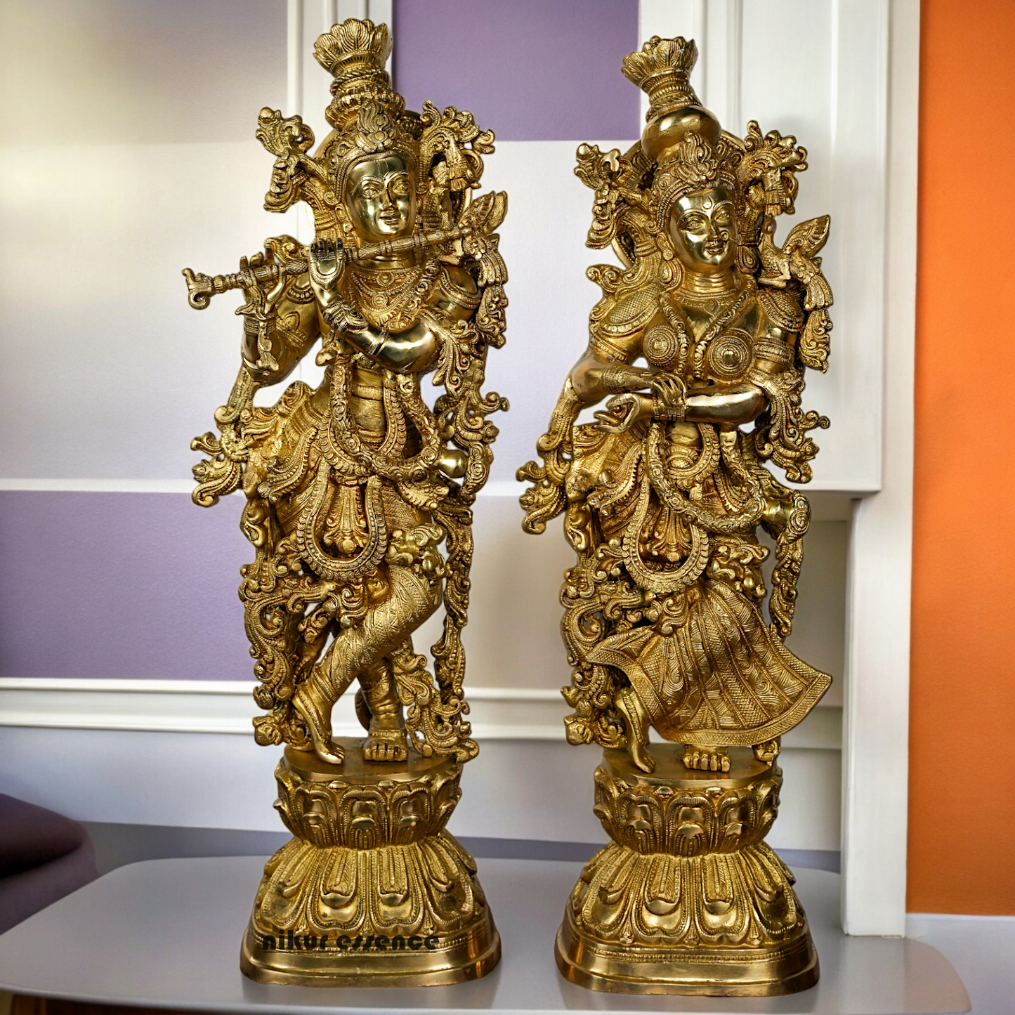 Solid Brass Radha Krishna Standing Idol - 29 inches Nikuressence