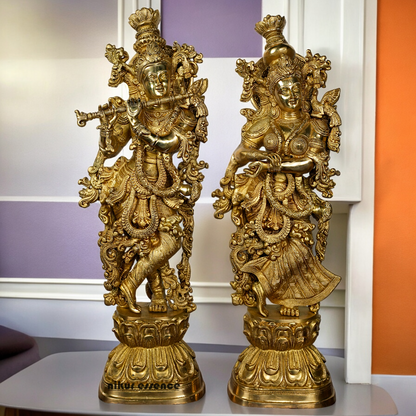 Solid Brass Radha Krishna Standing Idol - 29 inches Nikuressence