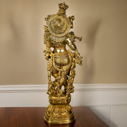 Solid Brass Radha Krishna Standing Idol - 29 inches Nikuressence