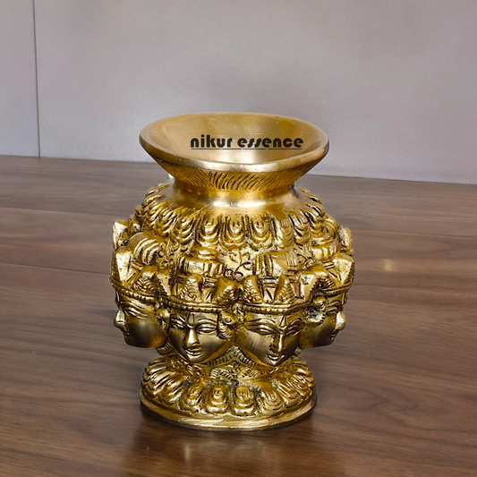 Buy Solid Brass AsthaLakshmi Kalash Matka for Pooja - 4 inches Nikuressence