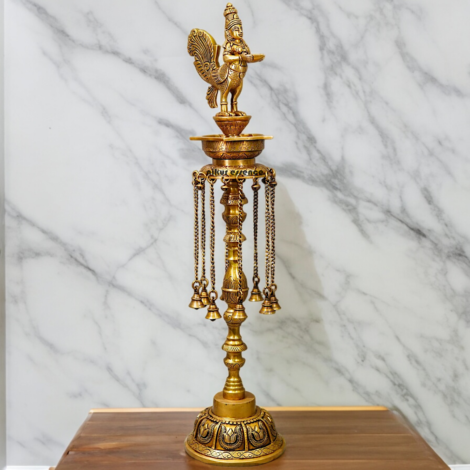 Large Solid Brass kamadhenu Vilakku Oil Diya Lamp - 29 inches Nikuressence