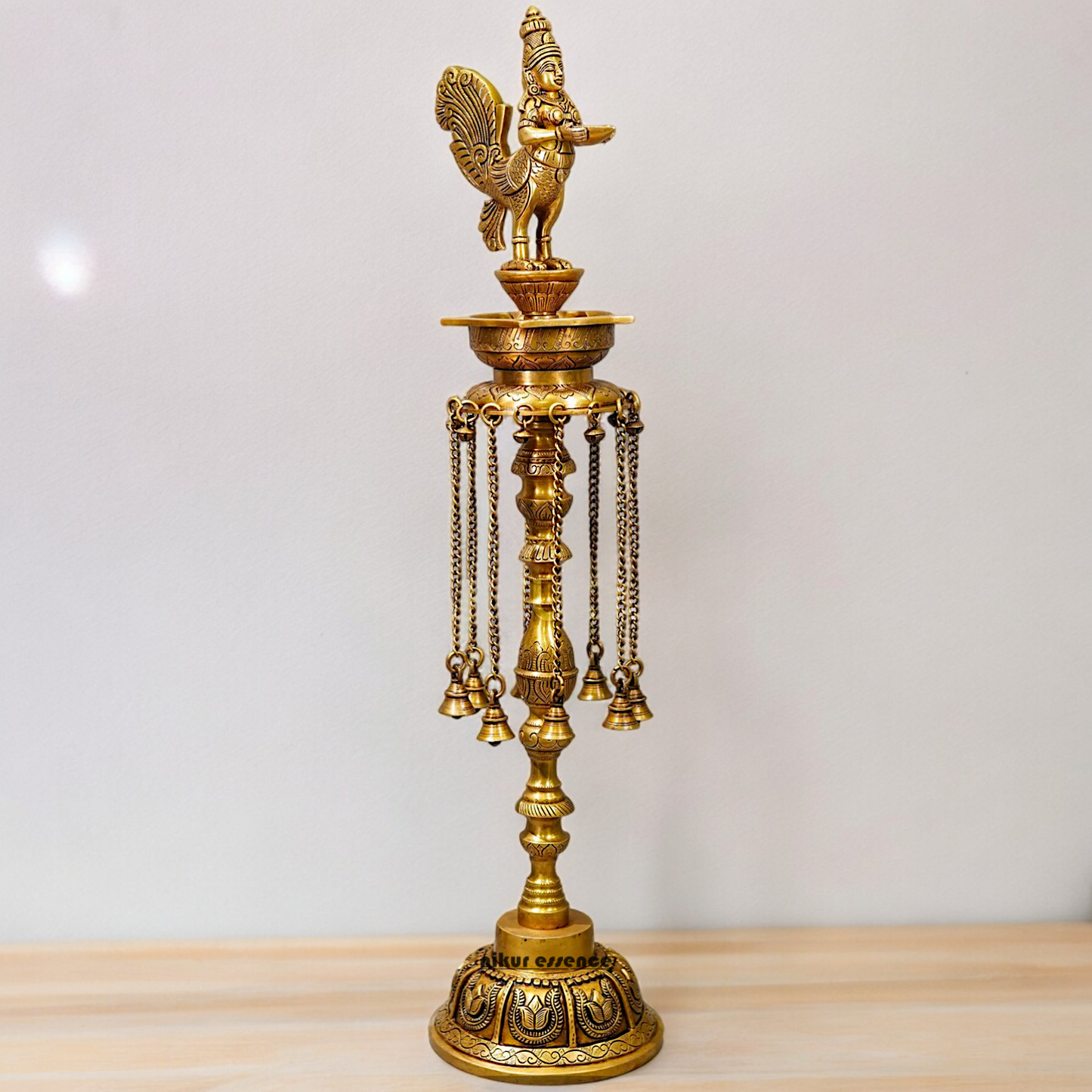 Large Solid Brass kamadhenu Vilakku Oil Diya Lamp - 29 inches Nikuressence