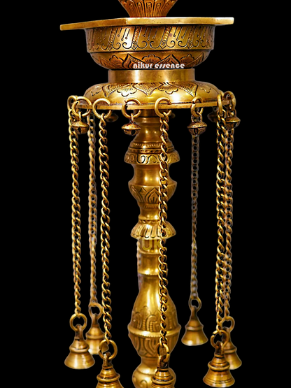 Large Solid Brass kamadhenu Vilakku Oil Diya Lamp - 29 inches Nikuressence