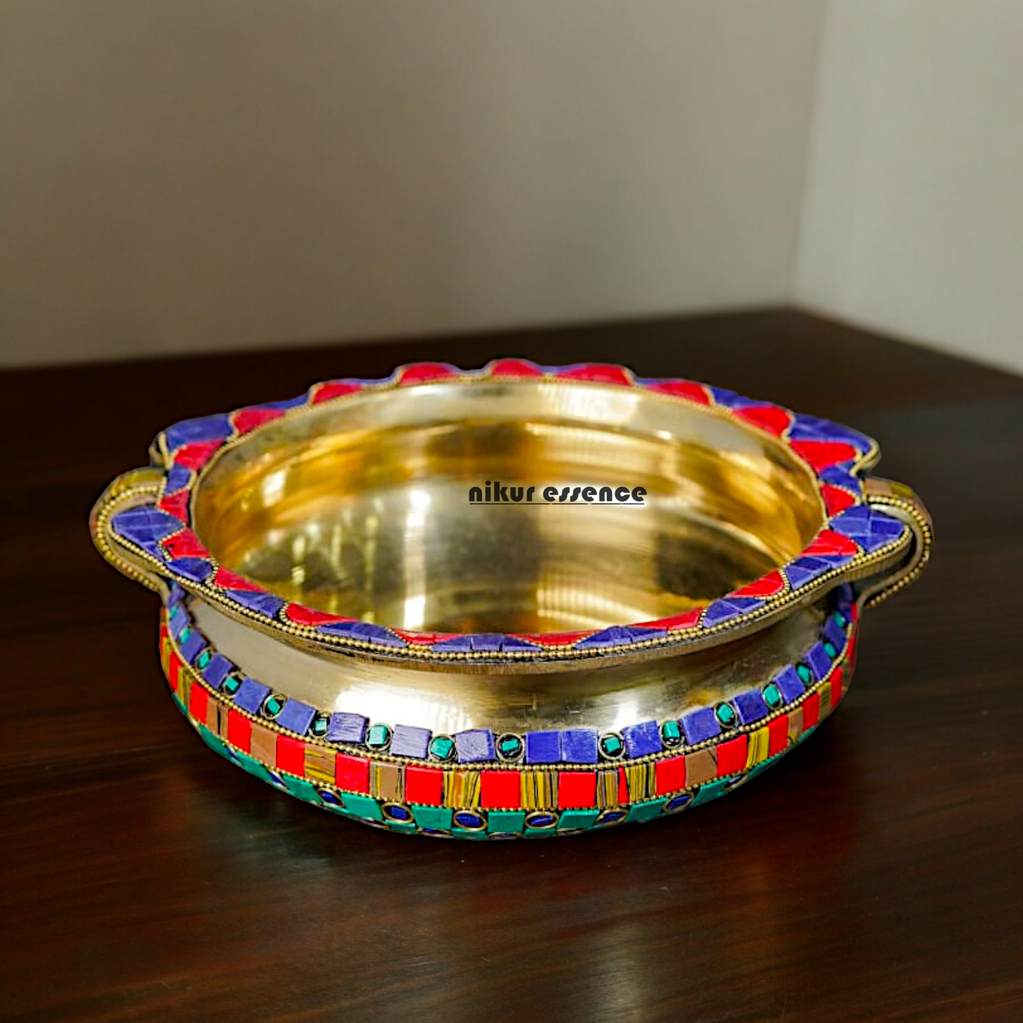 Buy Online Brass Urli Bowl with Stone work - 7.5 cm Nikuressence