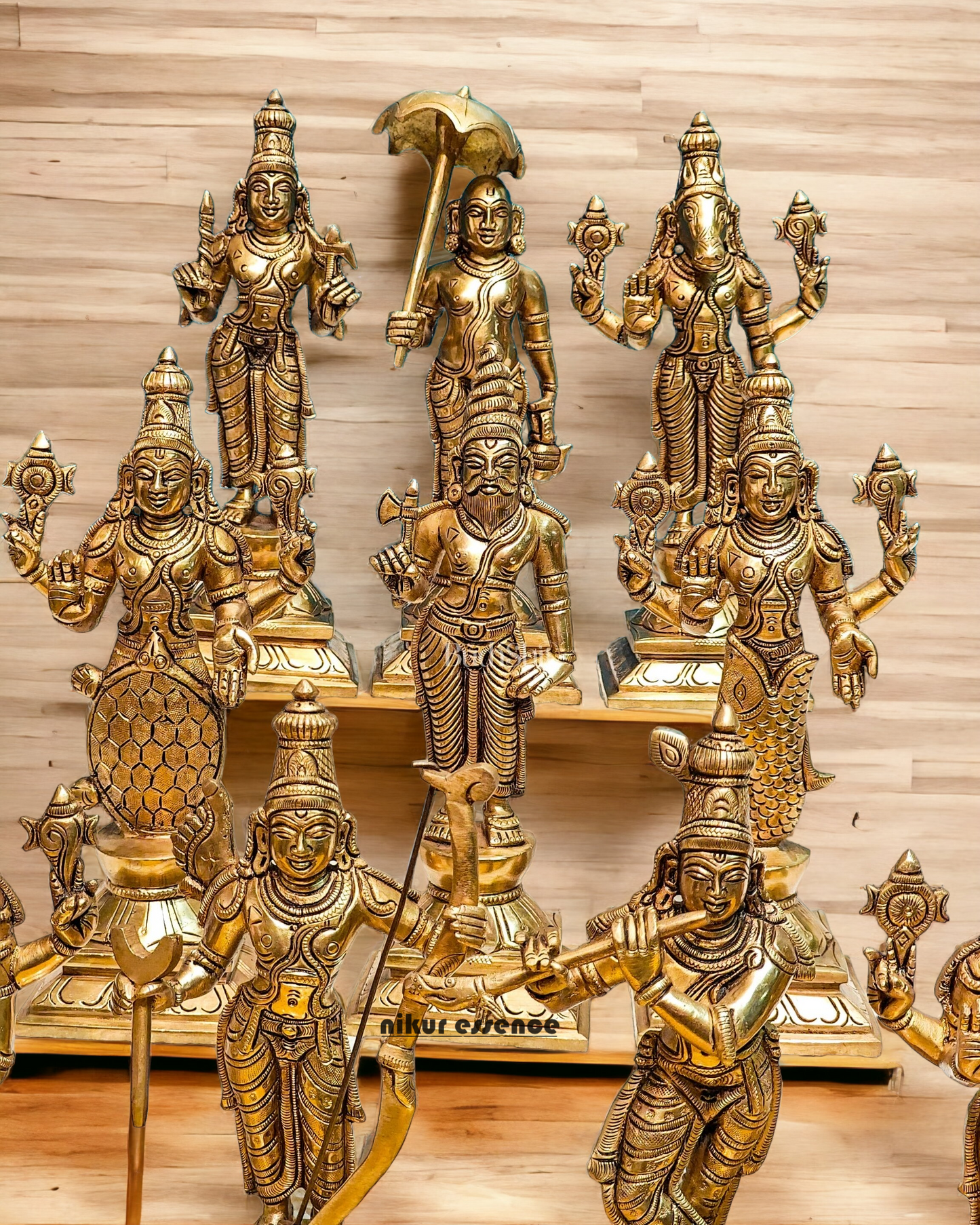 Large Solid Brass Vishnu Dashavatar Statue - 9.50 inches Nikuressence