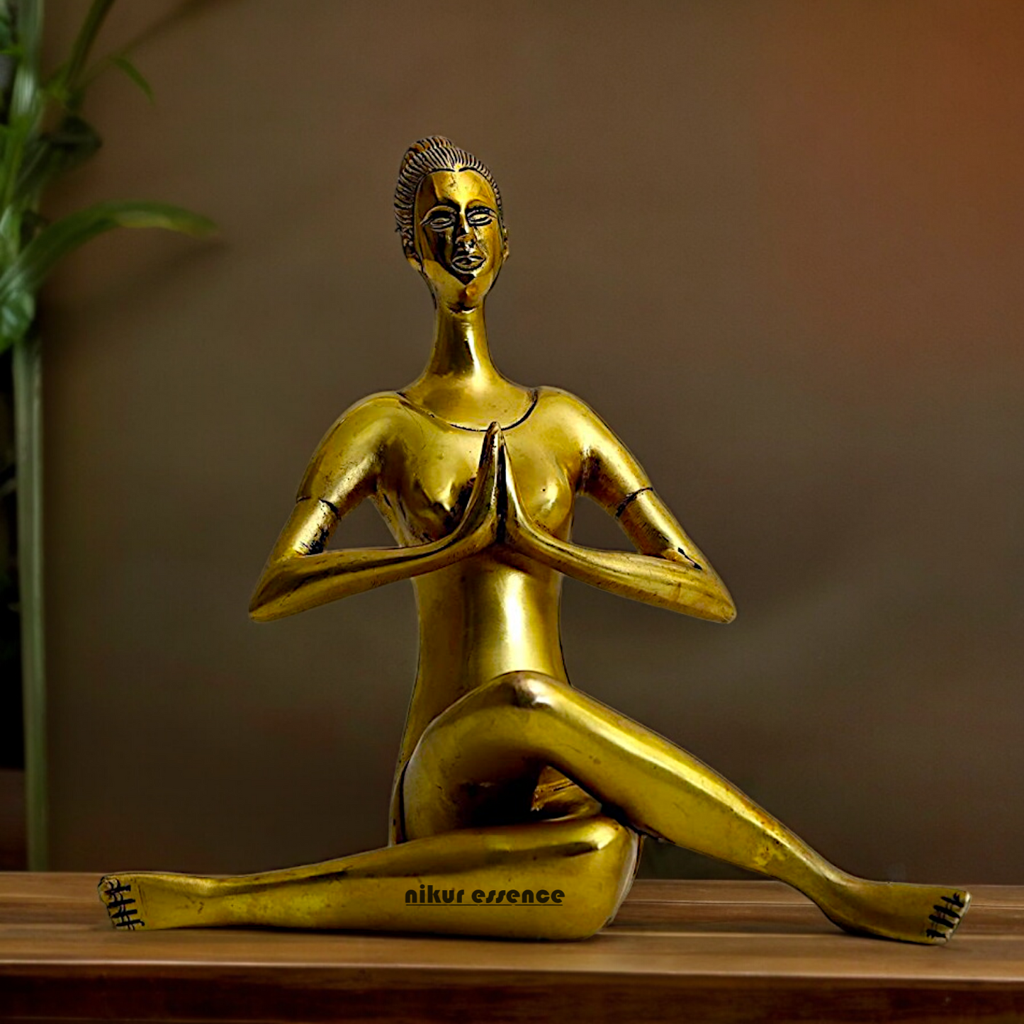 Solid Brass Yoga Lady Statue - 22 cm Nikuressence