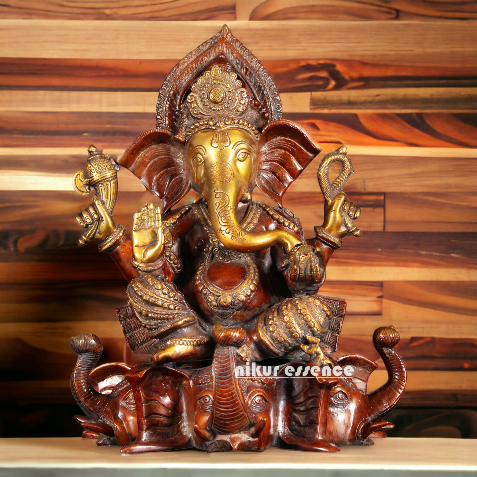 Superfine Brass Ganesh sitting - 42 cm Nikuressence