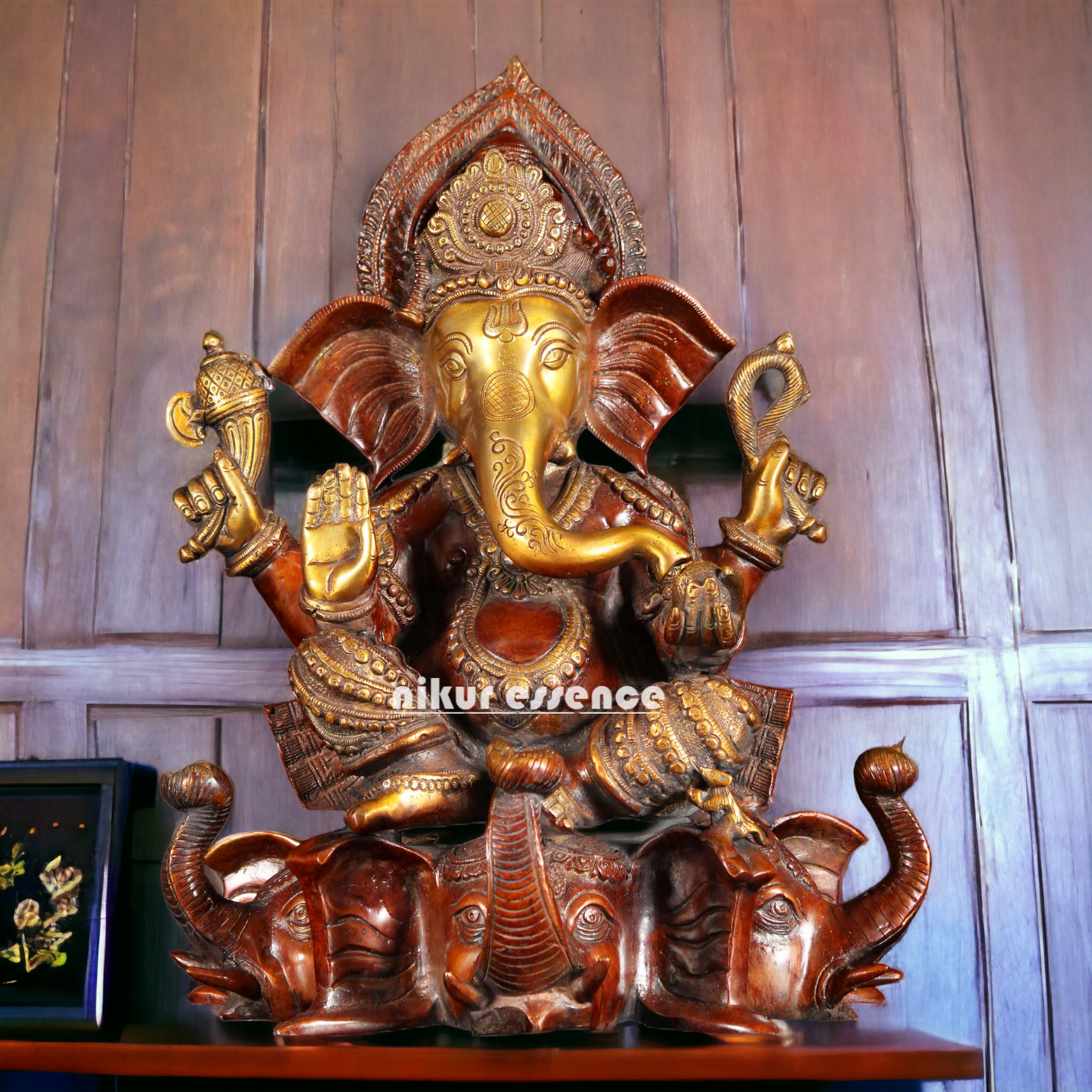 Superfine Brass Ganesh sitting - 42 cm Nikuressence