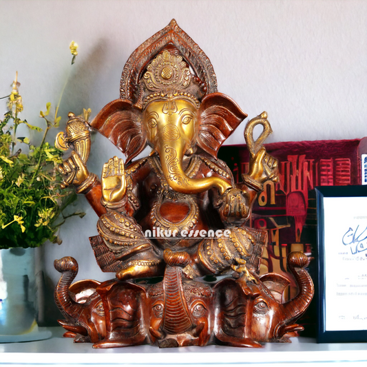 Superfine Brass Ganesh sitting - 42 cm Nikuressence