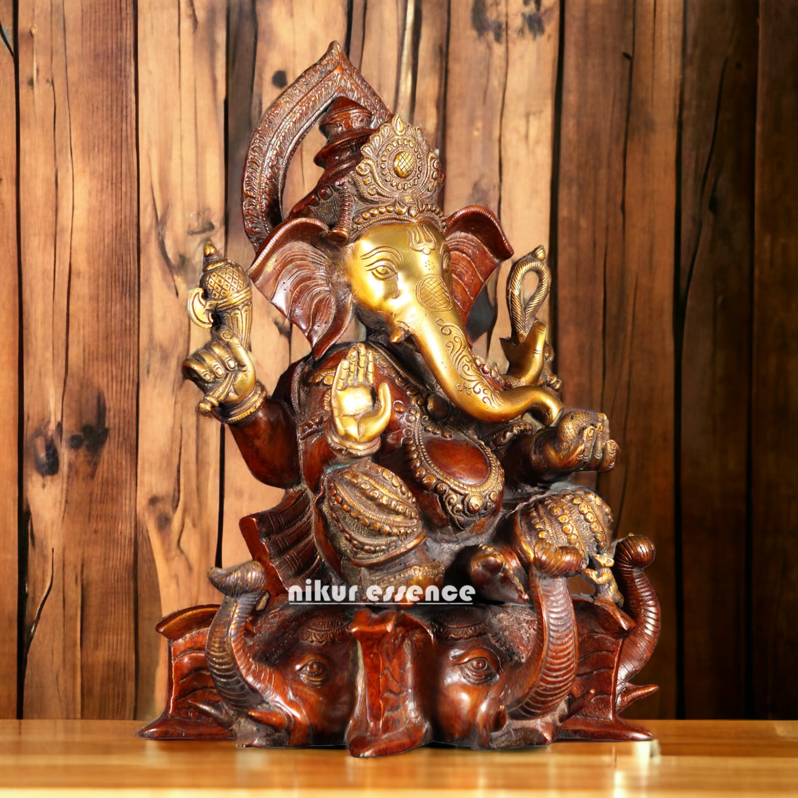 Superfine Brass Ganesh sitting - 42 cm Nikuressence