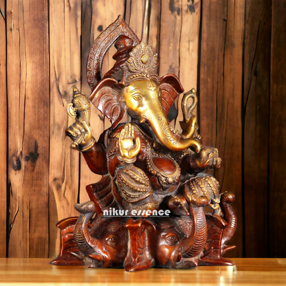 Superfine Brass Ganesh sitting - 42 cm Nikuressence