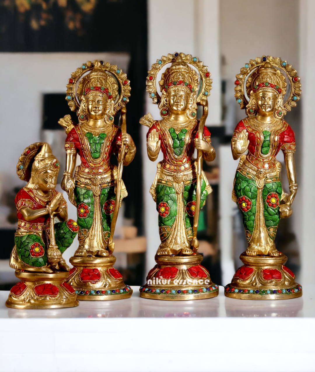 Large Brass Ram Darbar with Stone work - 13 inches Nikuressence