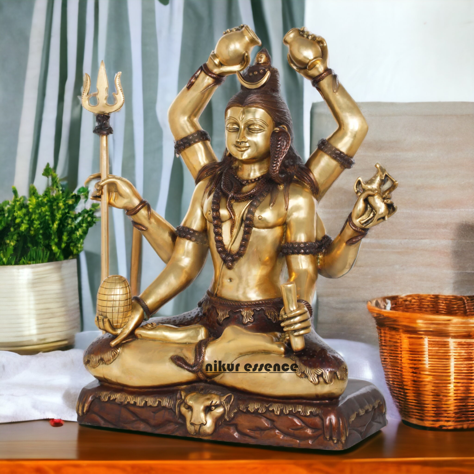 Superfine brass Shiva Sitting Meditation Idol - 77.5 cm Nikuressence