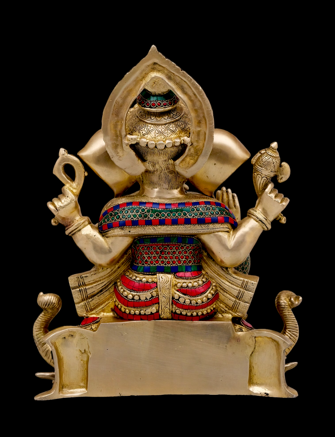 Large Brass Ganesh Sitting on Gajapati Idol with Stone work - 43 cm Nikuressence