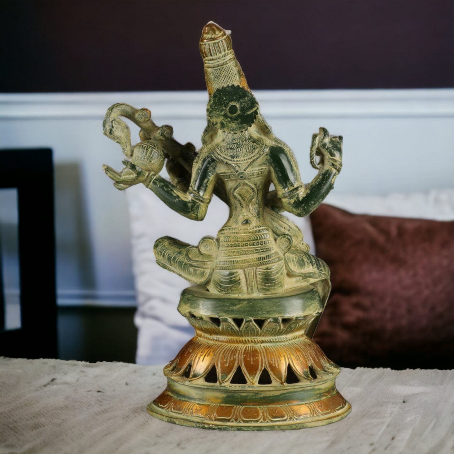 Superfine Brass Saraswati Sitting Idol - 13 Inches Nikuressence