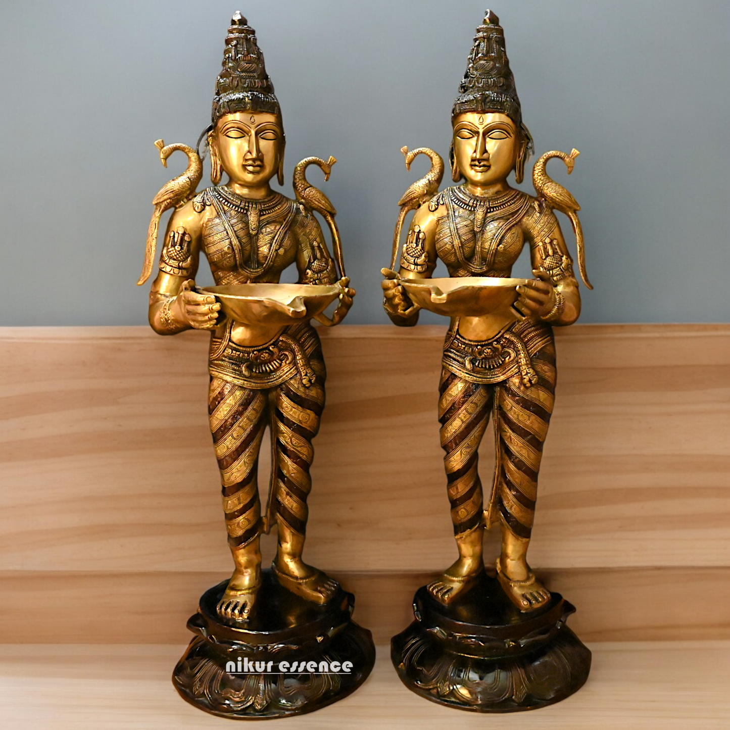Large Pair Deepalakshmi Traditional lamp idol - 37 inches Nikuressence