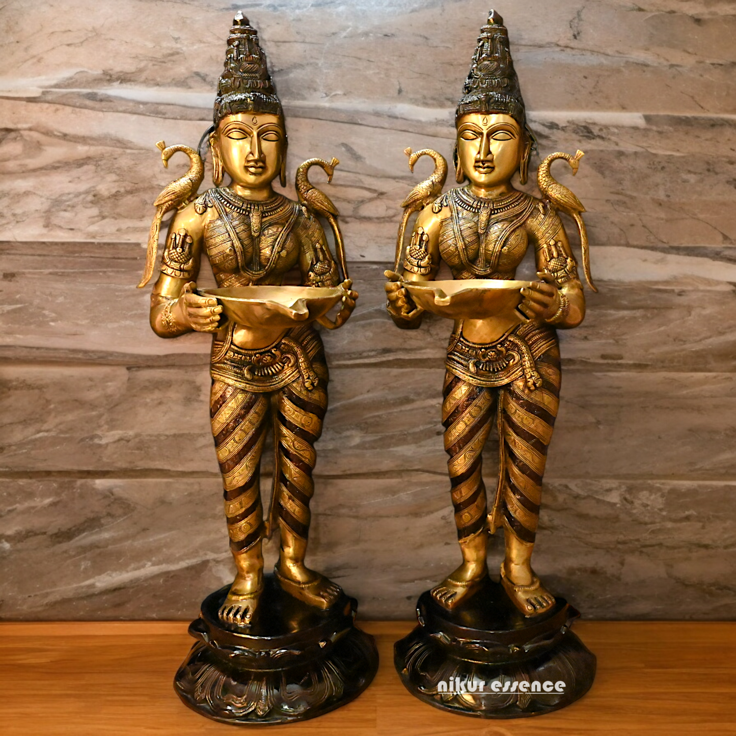 Large Pair Deepalakshmi Traditional lamp idol - 37 inches Nikuressence