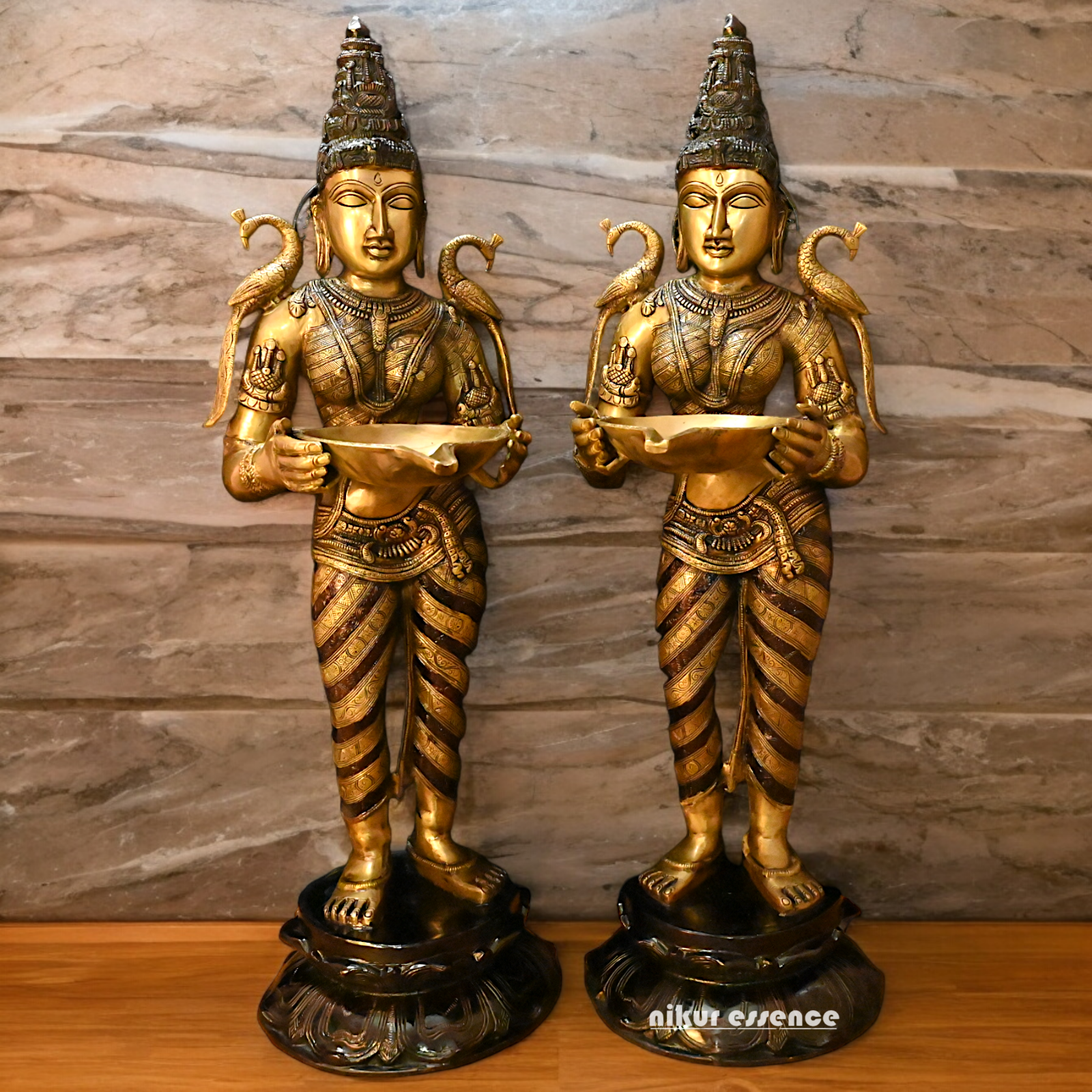 Large Pair Deepalakshmi Traditional lamp idol - 37 inches Nikuressence