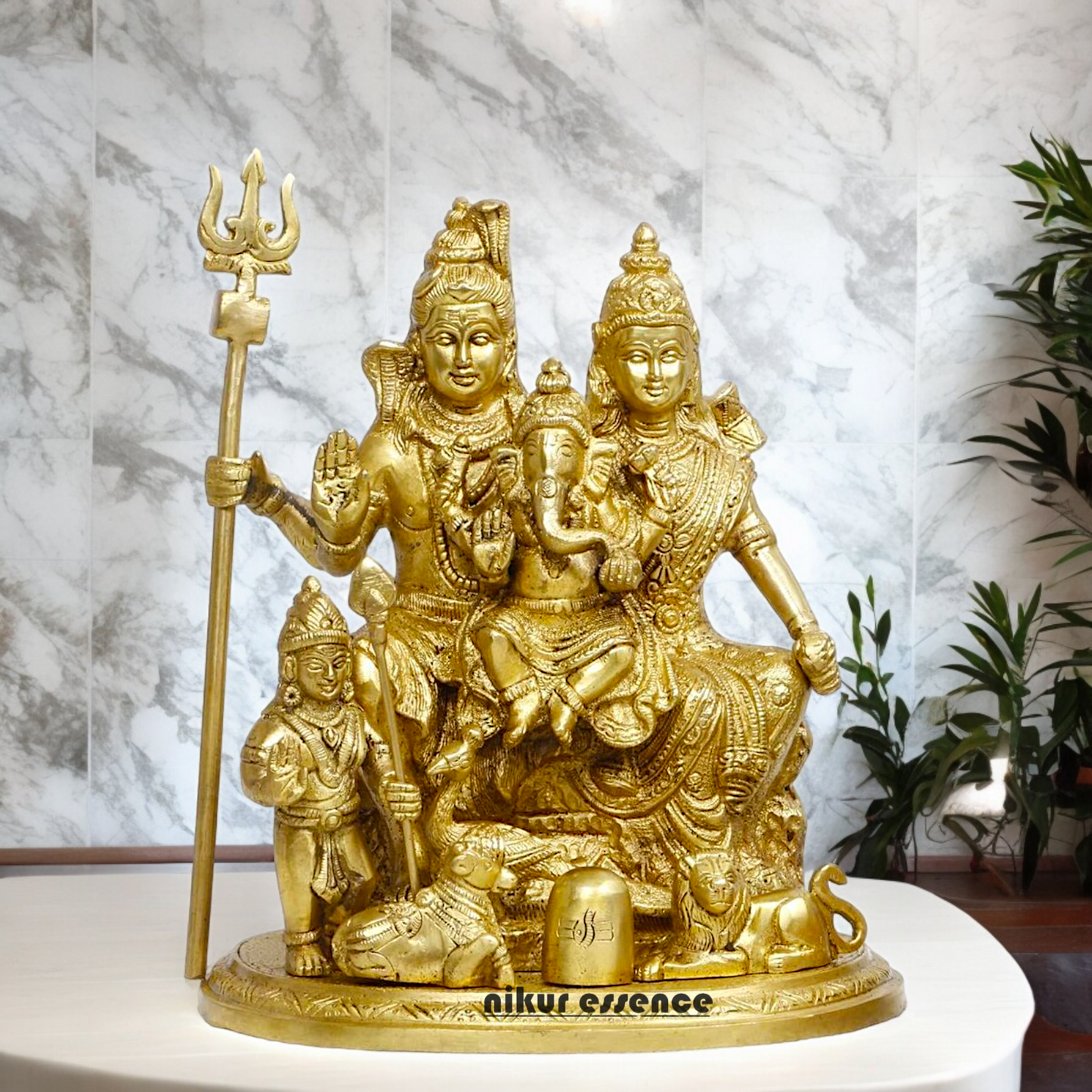 Solid Brass Shiva Parivar Idol - 9 inches Nikuressence