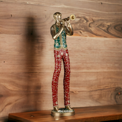 Large Brass Musical Set 5 Men with Stone Work Idol - 29 inches Nikuressence