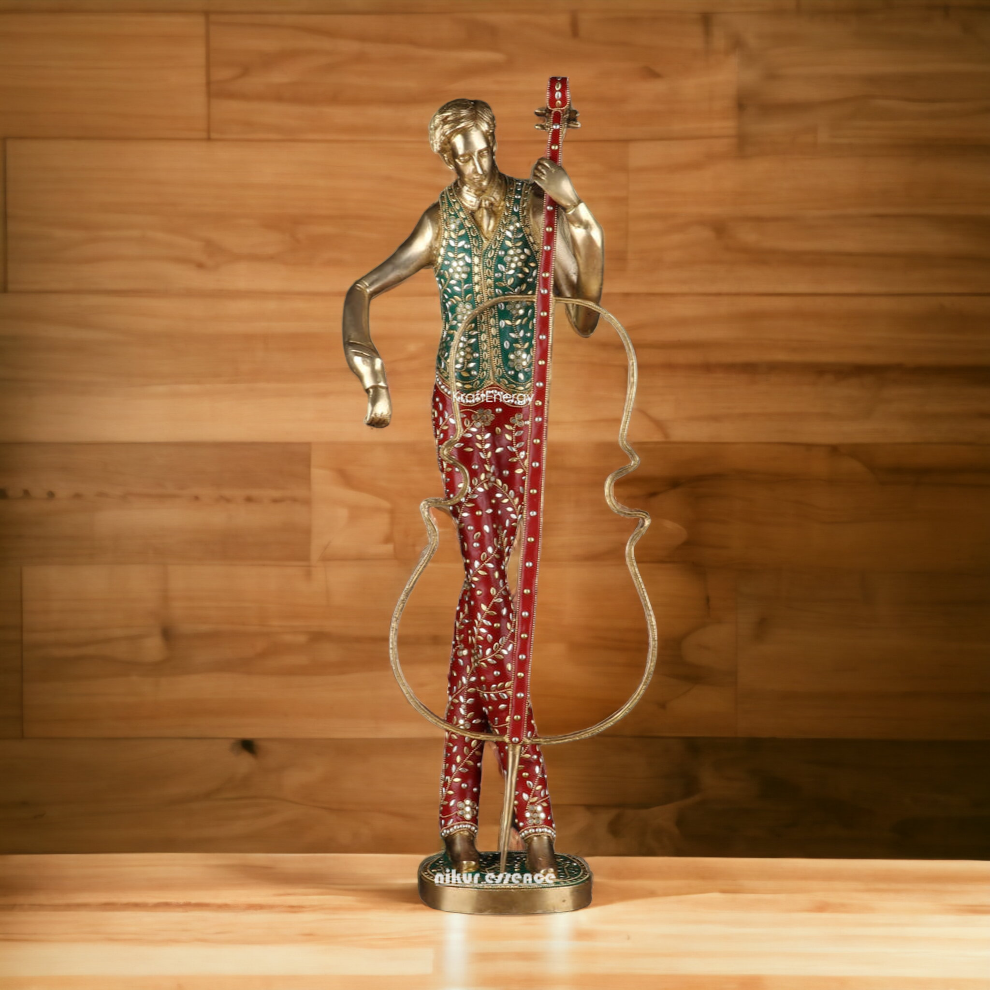 Large Brass Musical Set 5 Men with Stone Work Idol - 29 inches Nikuressence