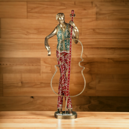 Large Brass Musical Set 5 Men with Stone Work Idol - 29 inches Nikuressence