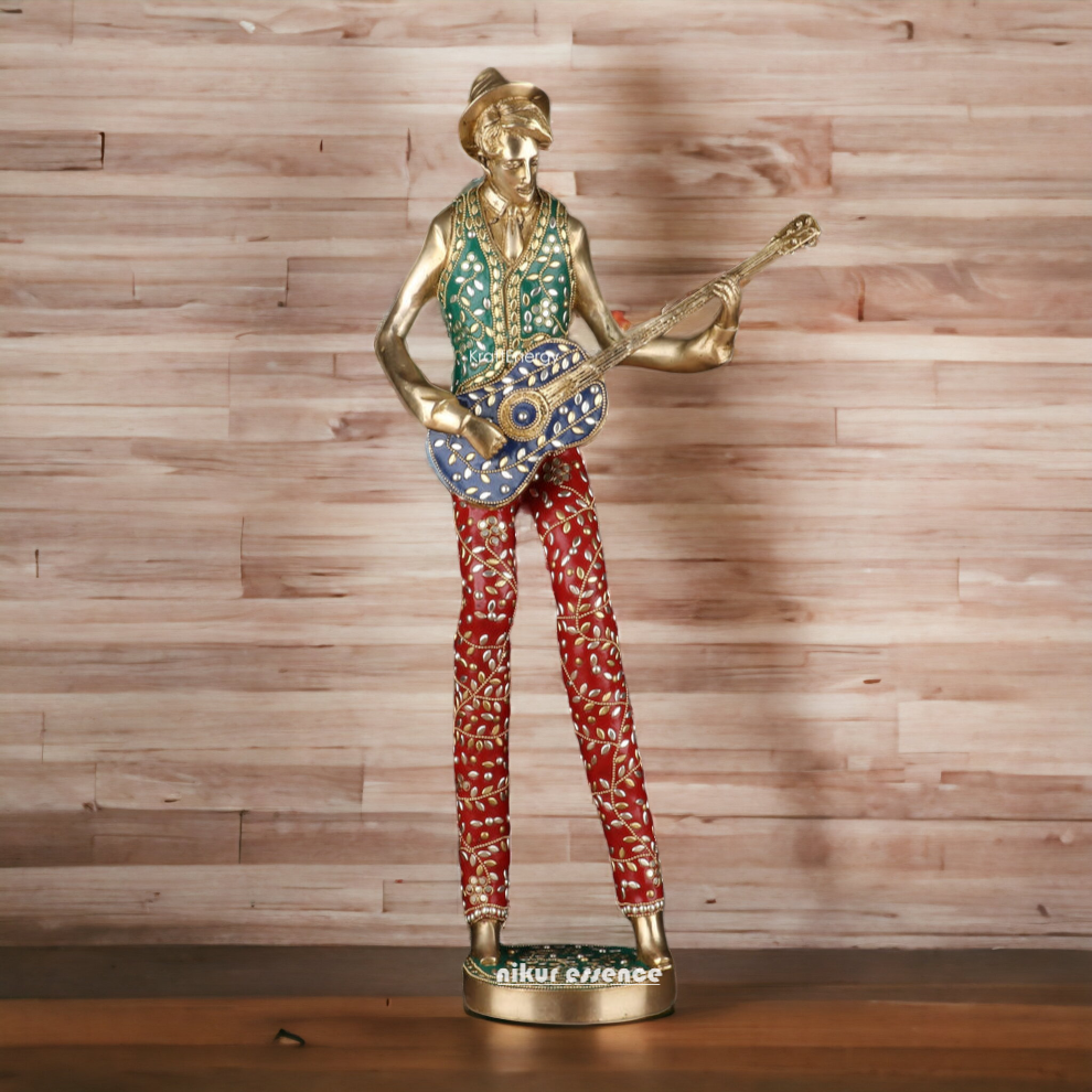 Large Brass Musical Set 5 Men with Stone Work Idol - 29 inches Nikuressence