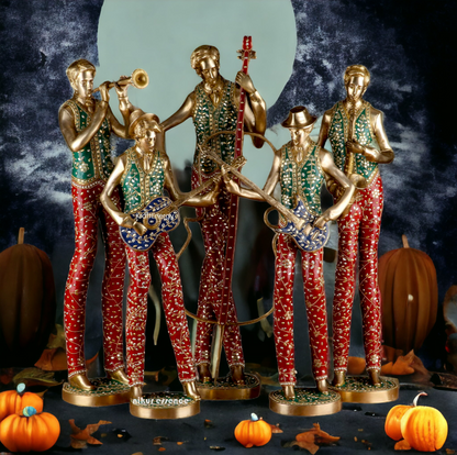 Large Brass Musical Set 5 Men with Stone Work Idol - 29 inches Nikuressence