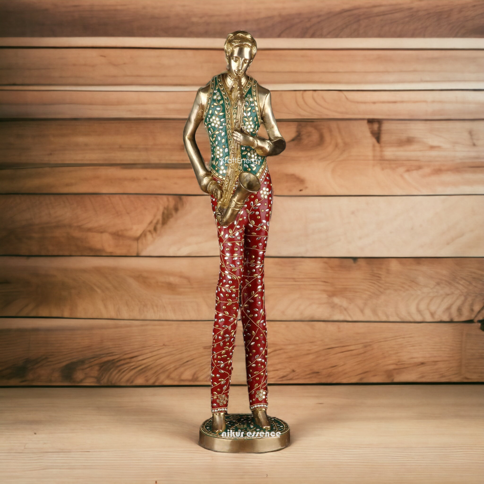 Large Brass Musical Set 5 Men with Stone Work Idol - 29 inches Nikuressence