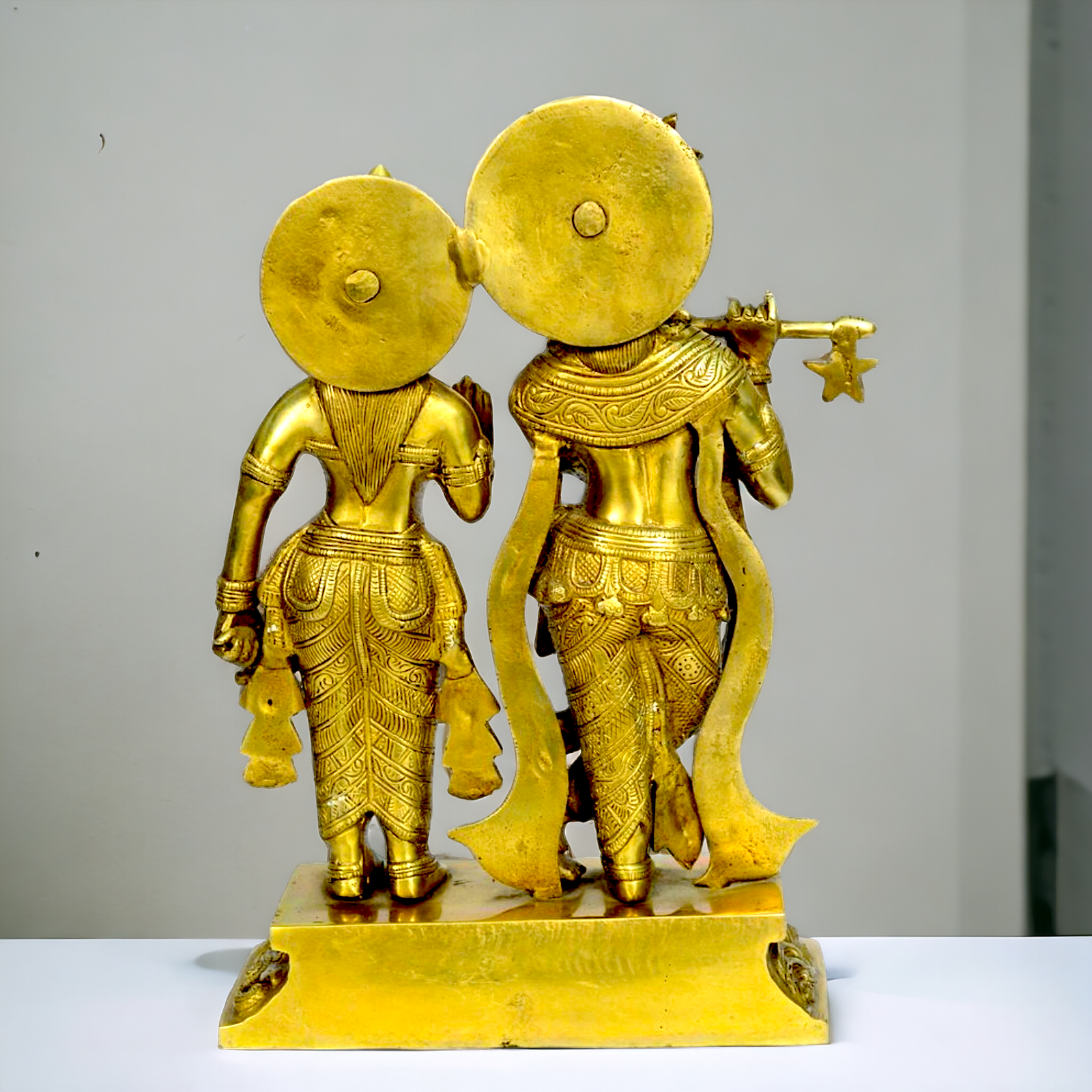 Large solid Brass Radha Krishna Murli Playing flute Idol - 30 cm Nikuressence