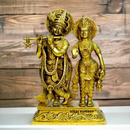 Large solid Brass Radha Krishna Murli Playing flute Idol - 30 cm Nikuressence