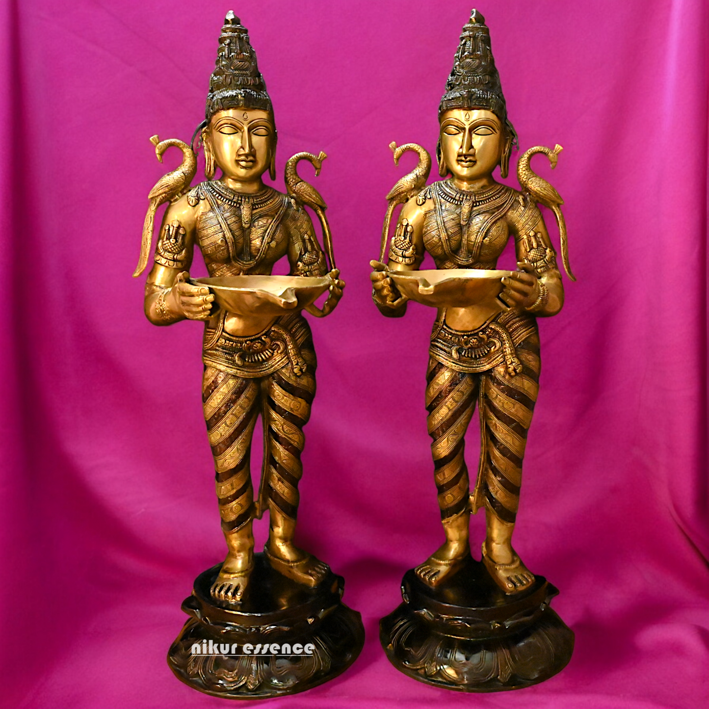 Large Pair Deepalakshmi Traditional lamp idol - 37 inches Nikuressence