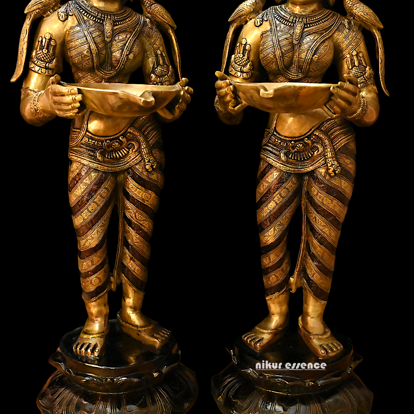 Large Pair Deepalakshmi Traditional lamp idol - 37 inches Nikuressence
