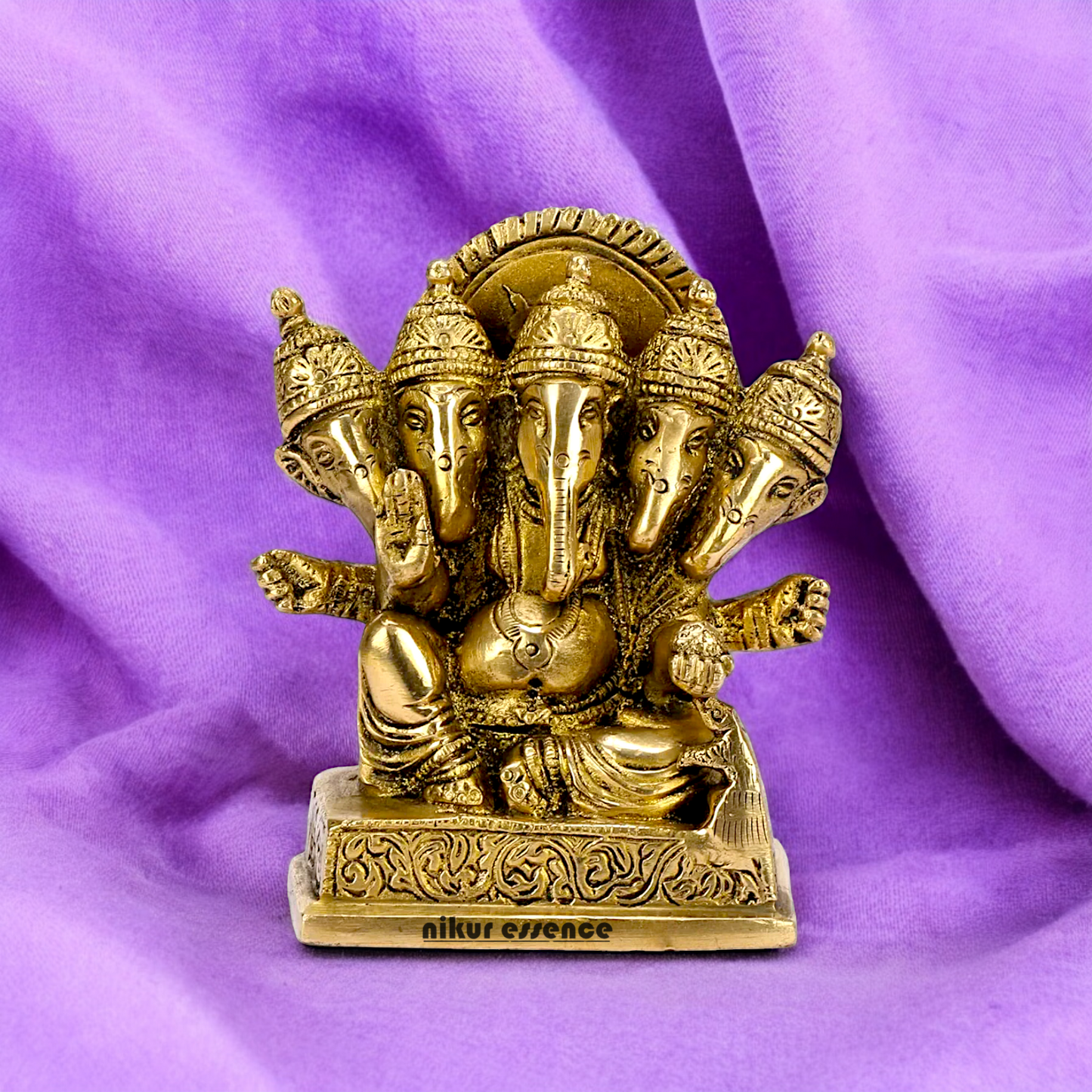 Solid Brass Ganesh Panchmukhi Ganpati Idol - 4.5 inches Nikuressence