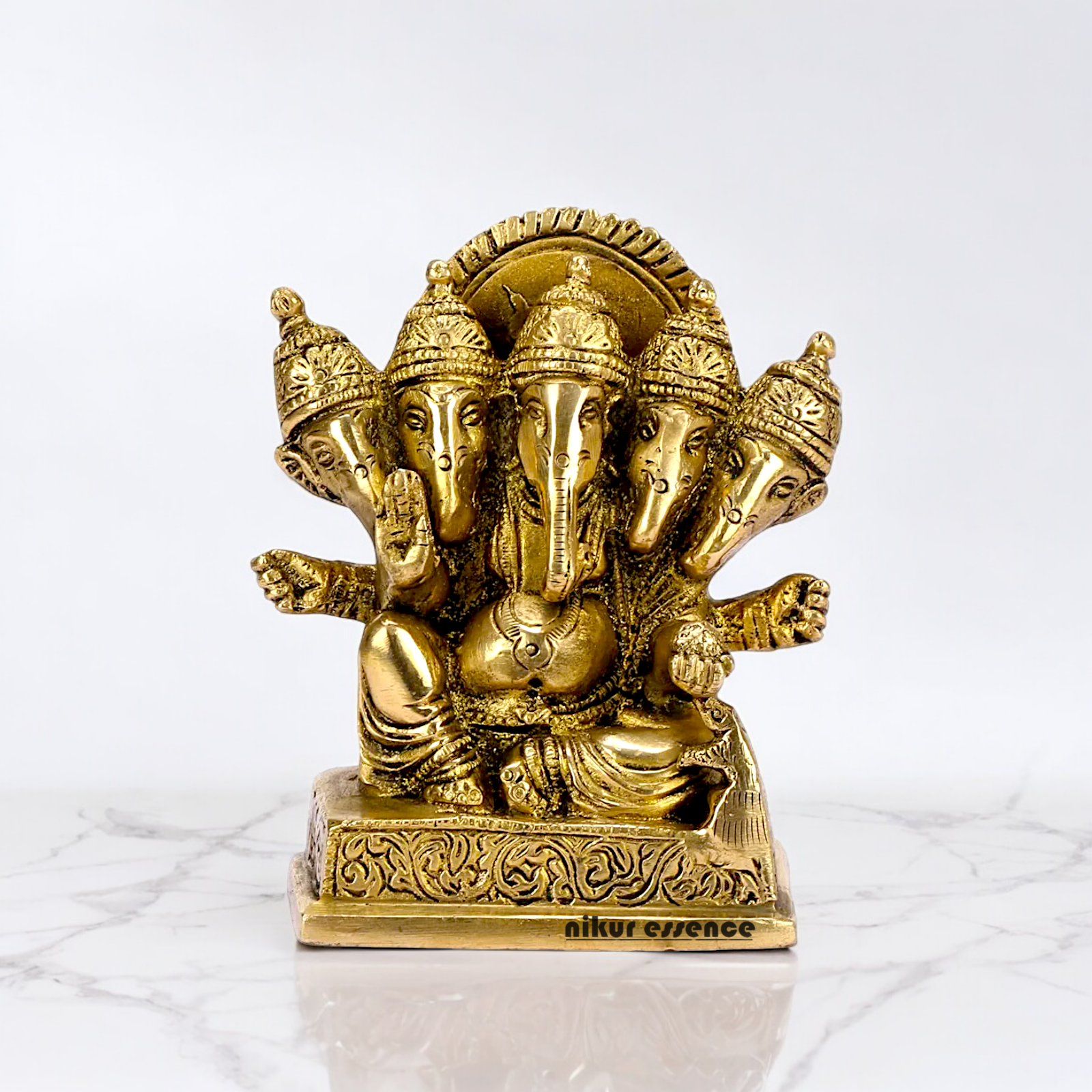 Solid Brass Ganesh Panchmukhi Ganpati Idol - 4.5 inches Nikuressence